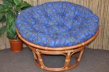 Ratanový papasan 100 cm Cognac modrý