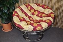 Ratanový papasan 110 cm hnědý polstr vínový motiv