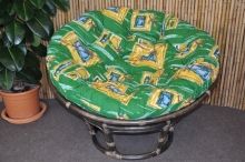 Ratanový papasan 110 cm hnědý polstr zelený