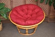 Ratanový papasan brown wash 100 cm polstr vínový