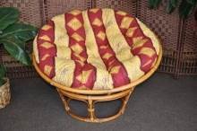 Ratanový papasan brown wash 100 cm polstr vínový motiv