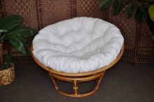 Ratanový papasan brown wash 110 cm polstr bílý
