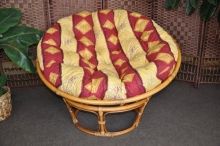 Ratanový papasan brown wash 110 cm polstr vínový motiv