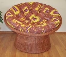 Ratanový papasan wicker cognac polstr hnědý list