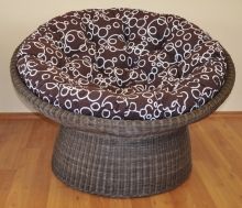 Ratanový papasan wicker hnědý polstr bubliny