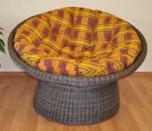 Ratanový papasan wicker hnědý polstr okrový