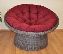 Ratanový papasan wicker hnědý polstr vínový