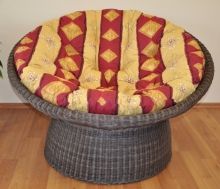 Ratanový papasan wicker hnědý polstr vínový motiv