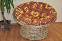 Ratanový papasan wicker mix polstr hnědý list