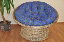 Ratanový papasan wicker mix polstr modrý