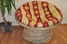 Ratanový papasan wicker mix polstr vínový motiv