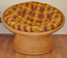Ratanový papasan wicker polstr okrový