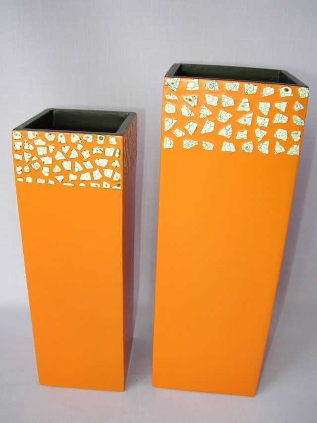 Bambusová váza oranžová mozaika - velikost velká | RYCHLÉ DODÁNÍ