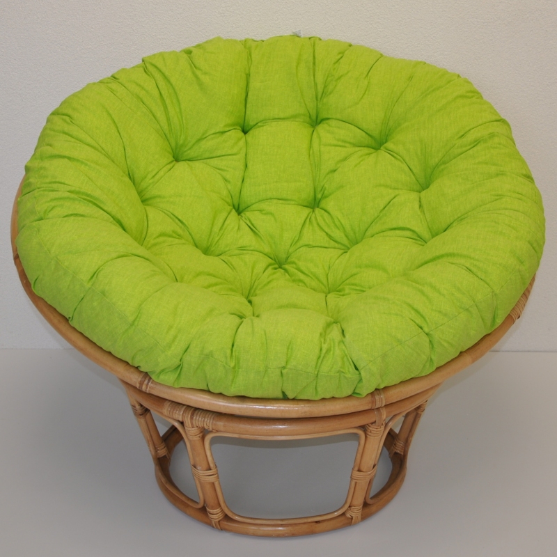 Ratanový papasan 115 cm medový - polstr světle zelený melír | RYCHLÉ DODÁNÍ
