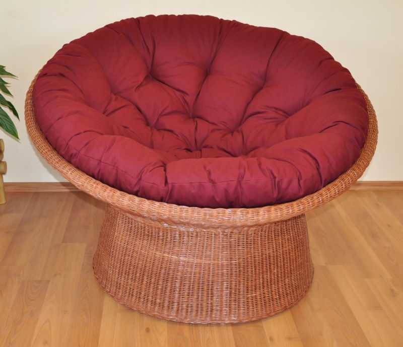 Ratanový papasan wicker cognac polstr vínový SLEVA 5 % | RYCHLÉ DODÁNÍ