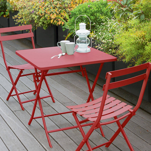 Skládací čtvercový zahradní stůl Greensboro - červený