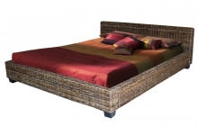 Manželská ratanová postel DIMA 160x200 cm sarang buaya (černý ratan)
