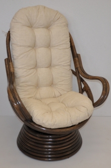 Ratanov houpac keslo Swivel hnd polstr svtle bov melr