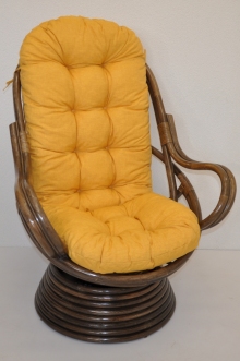 Ratanov houpac keslo Swivel hnd polstr lut melr