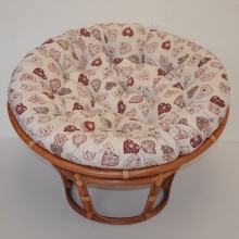 Ratanov papasan 110 cm koak, polstr motiv erven srdce