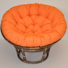 Ratanový papasan 115 cm hnědý - polstr oranžový melír