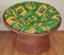 Ratanov papasan wicker cognac polstr zelen