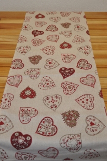 Ubrus bhoun 40x170 motiv erven srdce